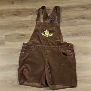 Hot Topic Shrek Embroidered Corduroy Shortalls Kidcore
